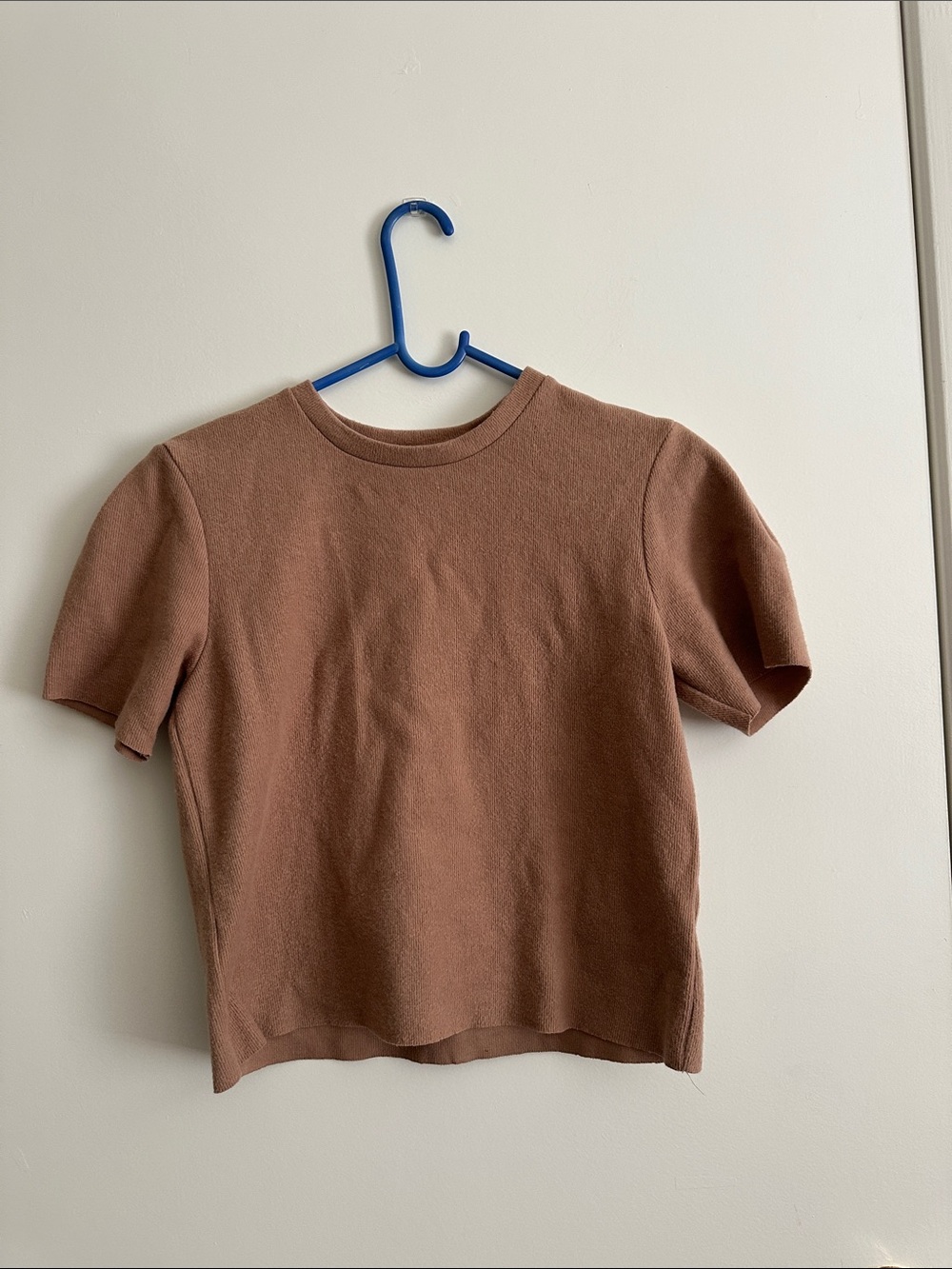 Bershka Short-Sleeve Knit Tee in Brown